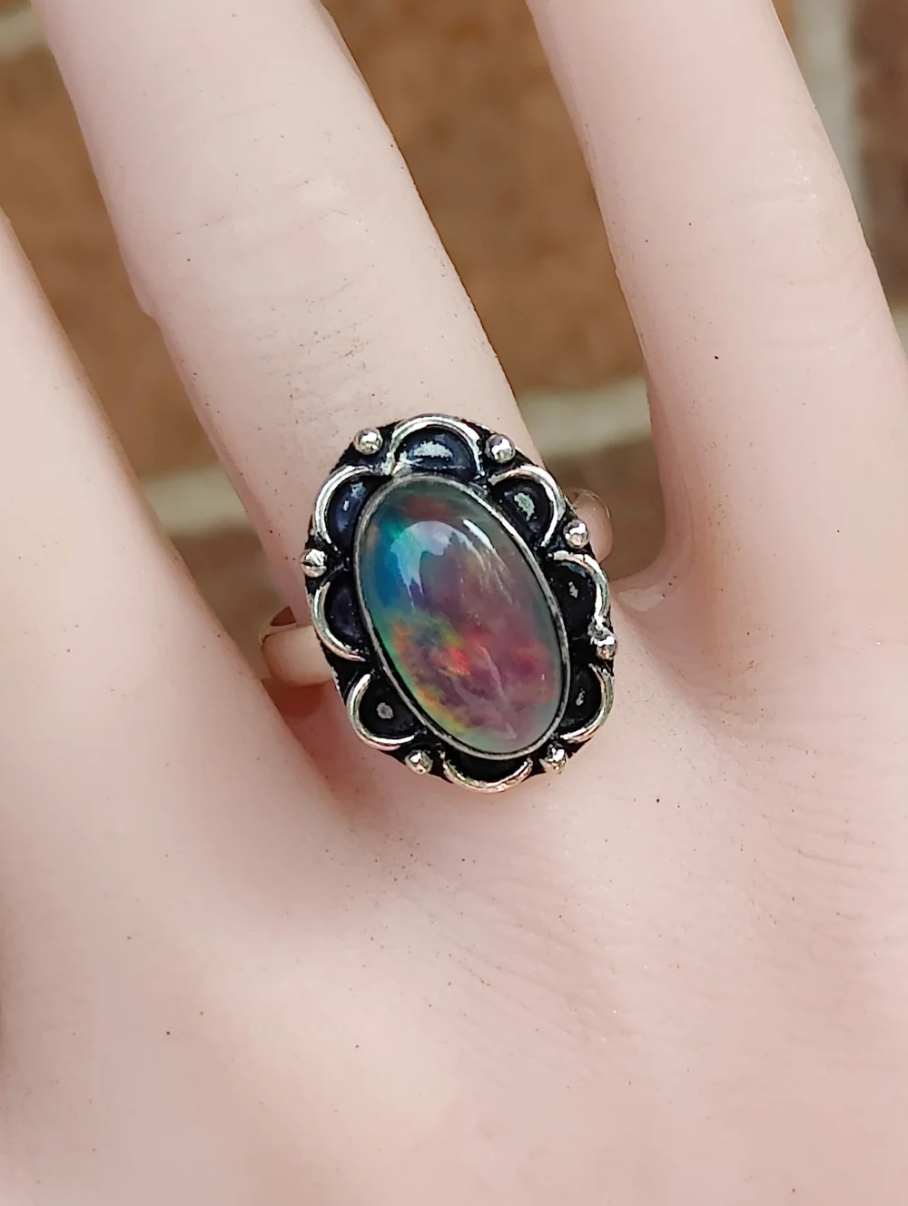 Sterling Silver Aurora Opal Ring - Picture 4 of 4
